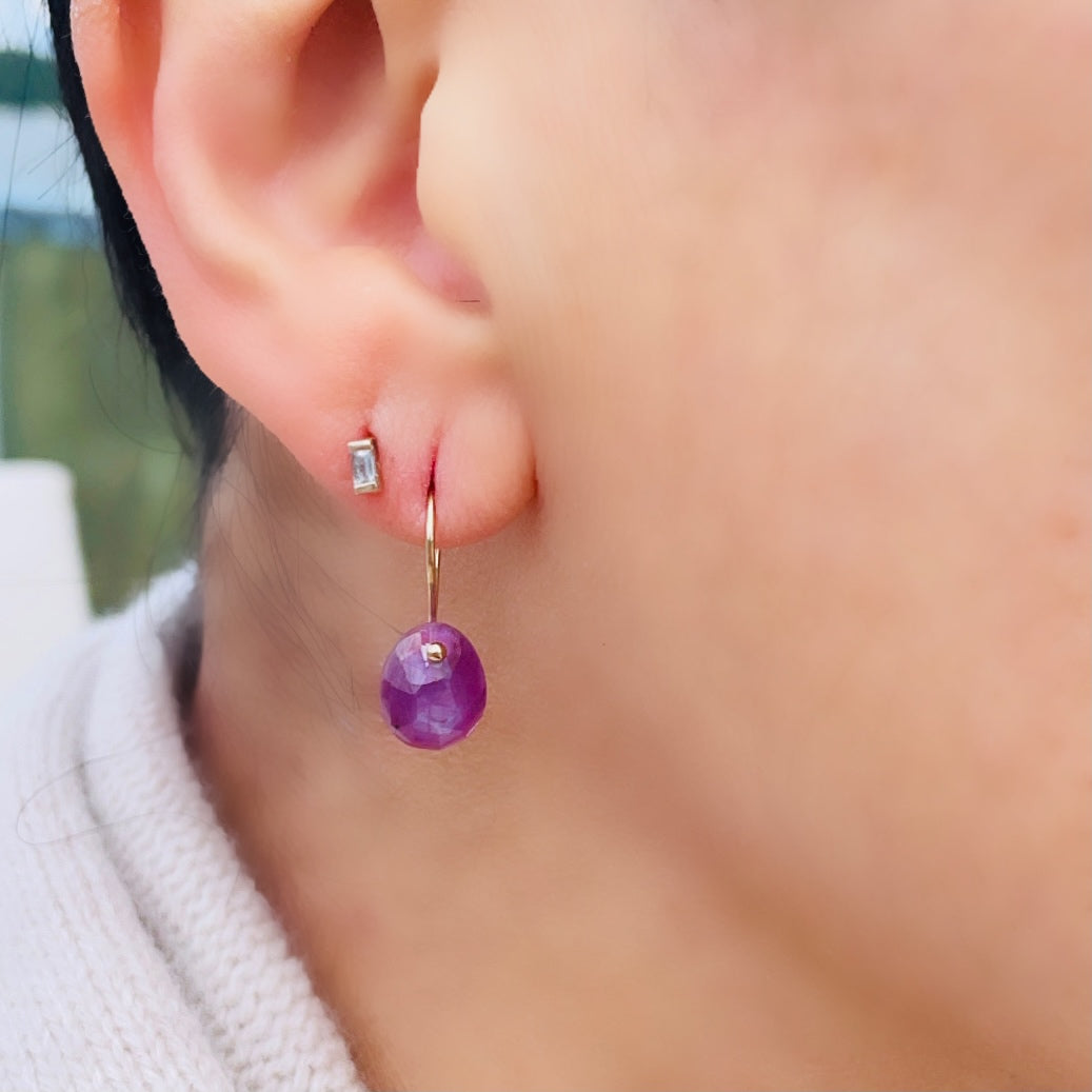 Petite Silky pink sapphires earrings-serena kojimoto studio