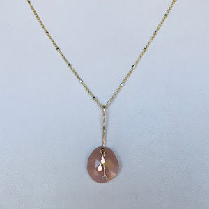 Pendulum Dots peach moonstone necklace-serena kojimoto studio