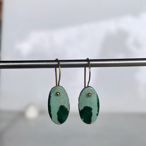 14k Oblong Tibetan turquoise earrings-serena kojimoto studio