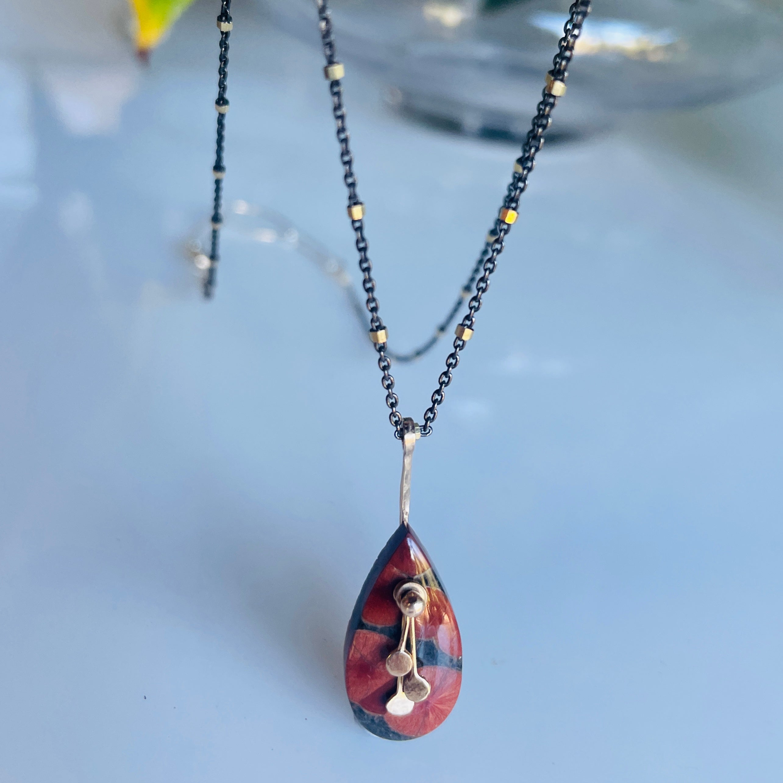 Pendulum Poppies necklace-serena kojimoto studio