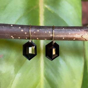 Petite hexagon black spinel earrings-serena kojimoto studio