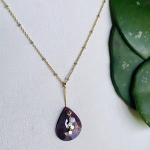 Pendulum dots teardrop plum sapphire necklace-serena kojimoto studio