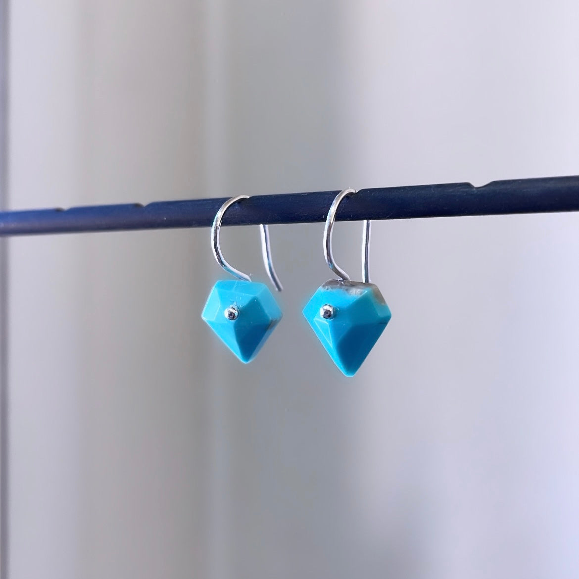 Mini earrings in faceted turquoise-serena kojimoto studio