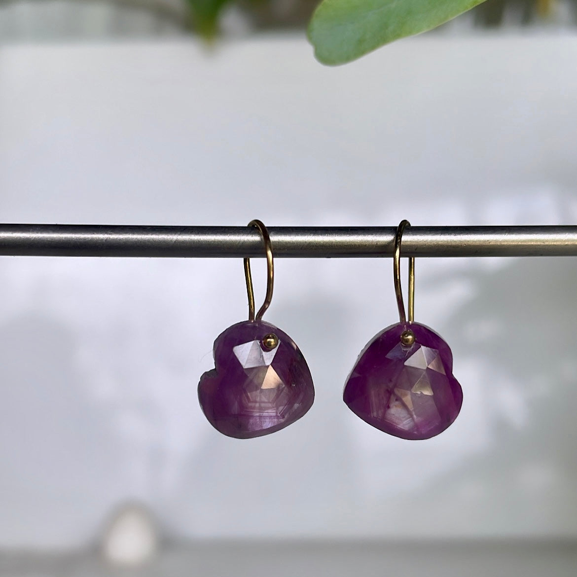 Petite heart pink sapphire earrings-serena kojimoto studio
