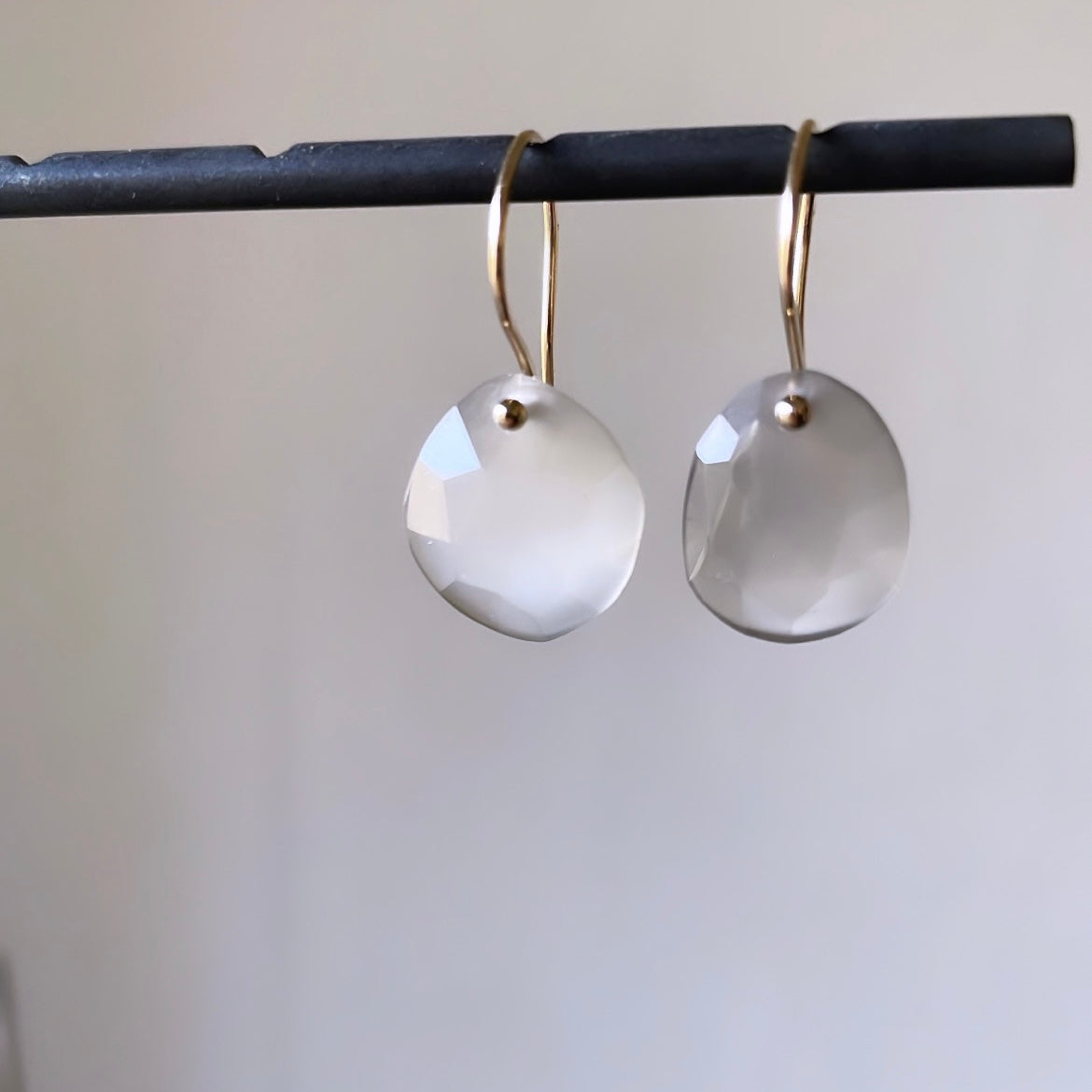 Petite and Wide gray moonstone earrings-serena kojimoto studio