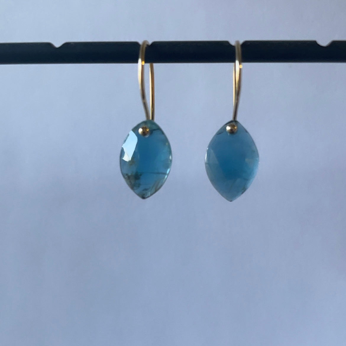 Petite marquise teal kyanites earrings-serena kojimoto studio