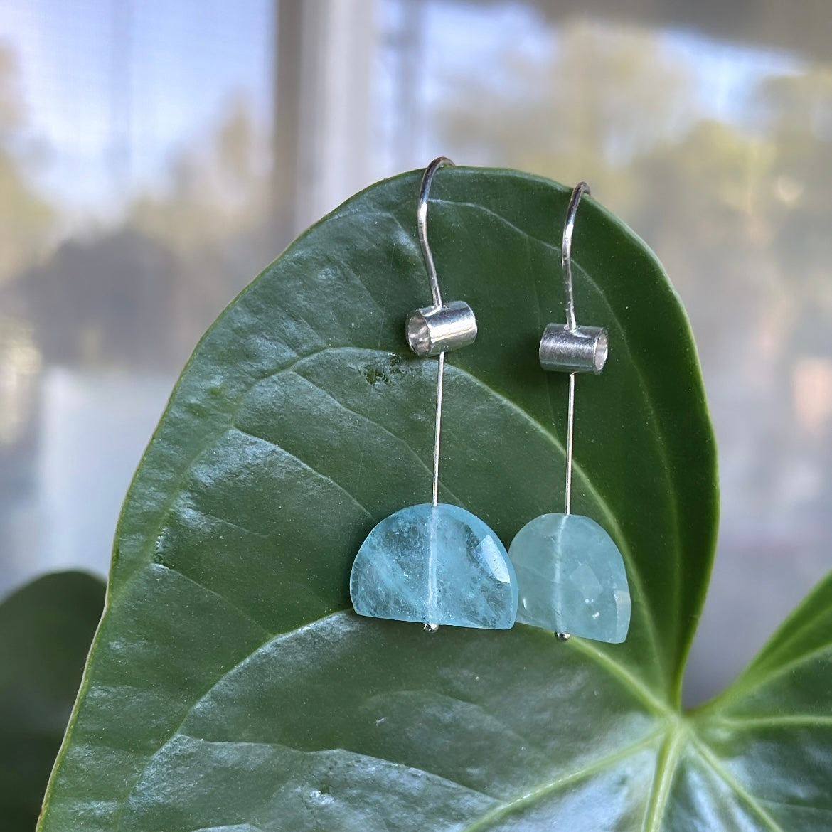 Pivot Umbrella aquamarines earrings-serena kojimoto studio
