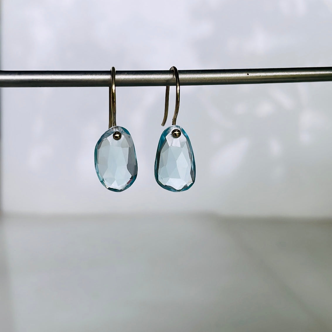 14k Petite blue topaz earrings-serena kojimoto studio