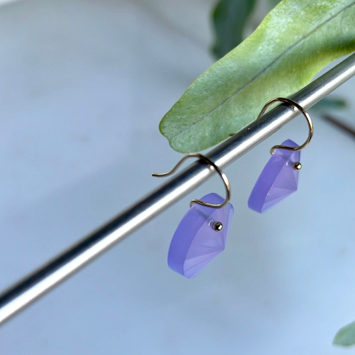 Petite Dial lavender chalcedony earrings-serena kojimoto studio