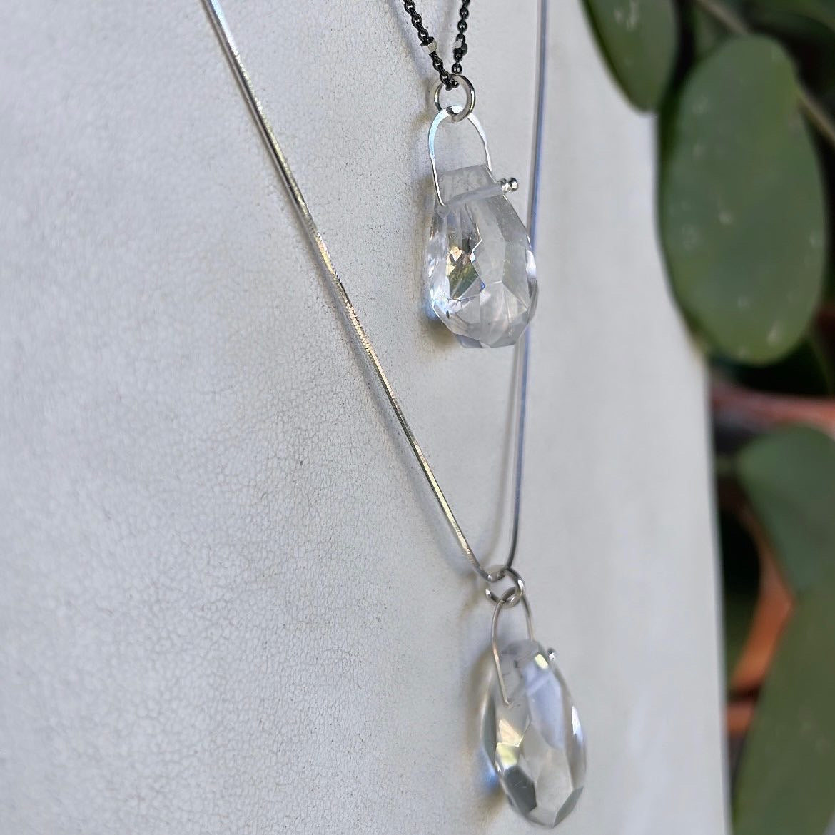 Oxi stirrup quartz crystal necklace-serena kojimoto studio