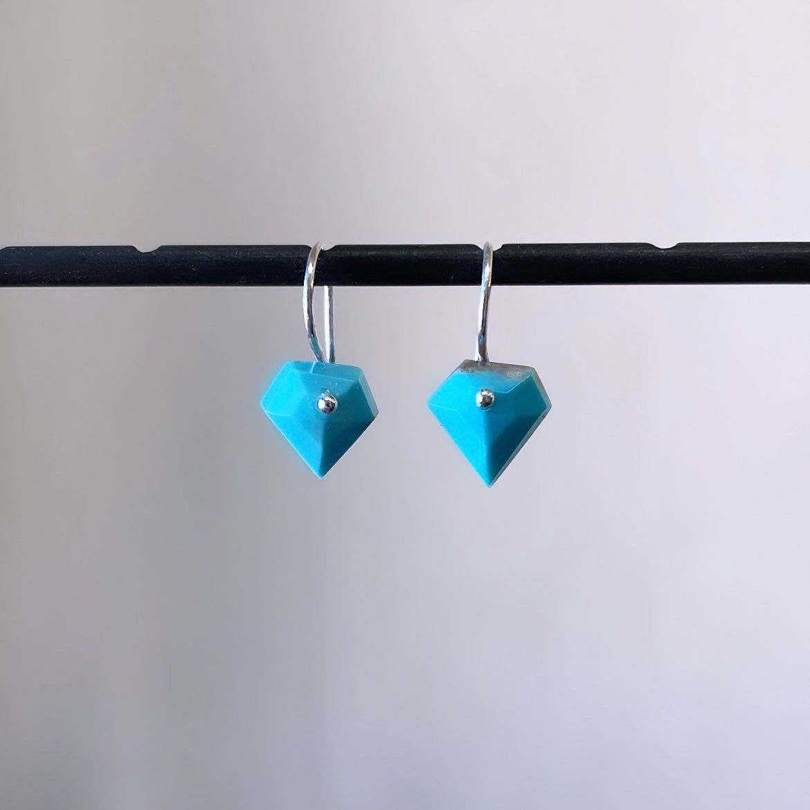 Mini earrings in faceted turquoise-serena kojimoto studio