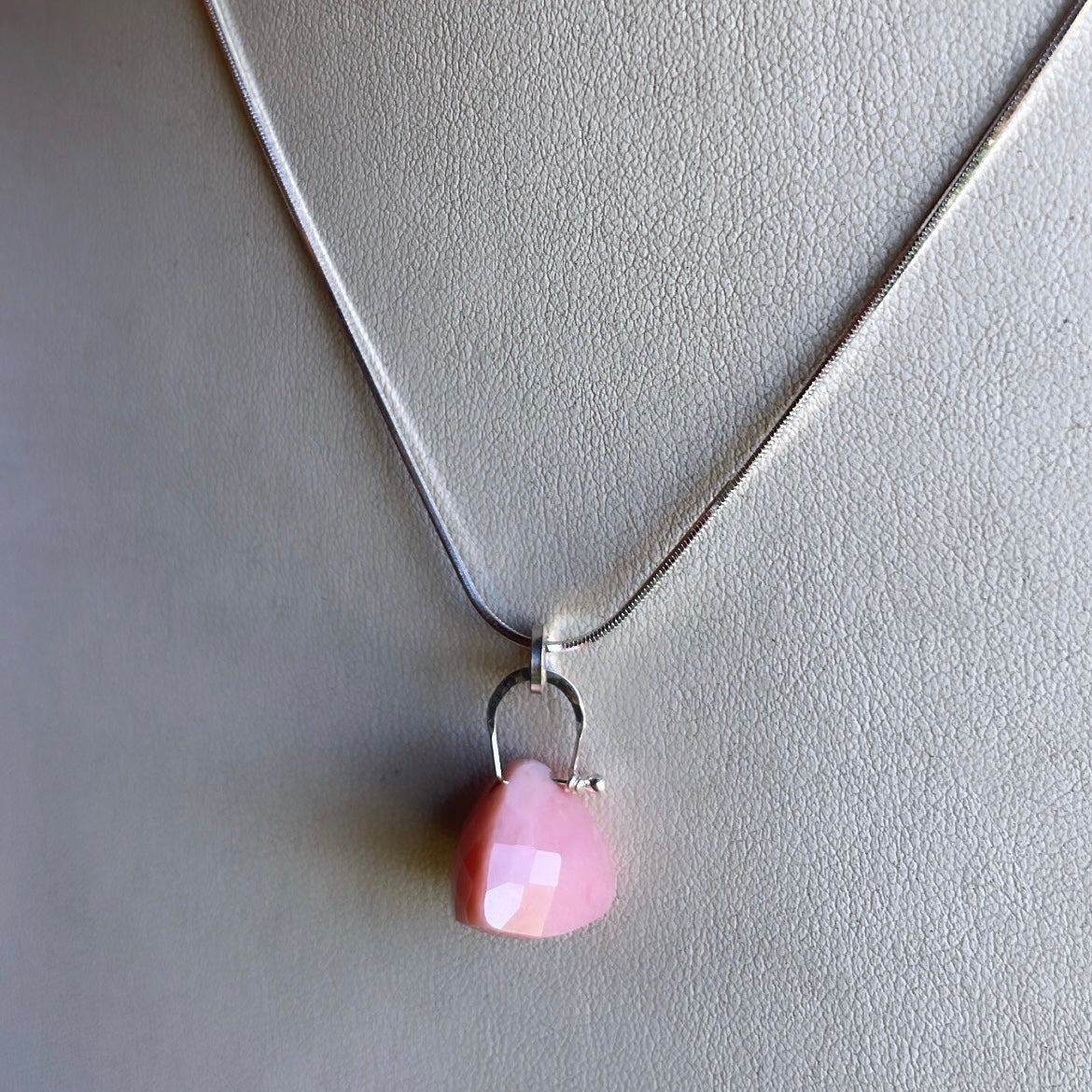 Stirrup Pink Opal Necklace-serena kojimoto studio