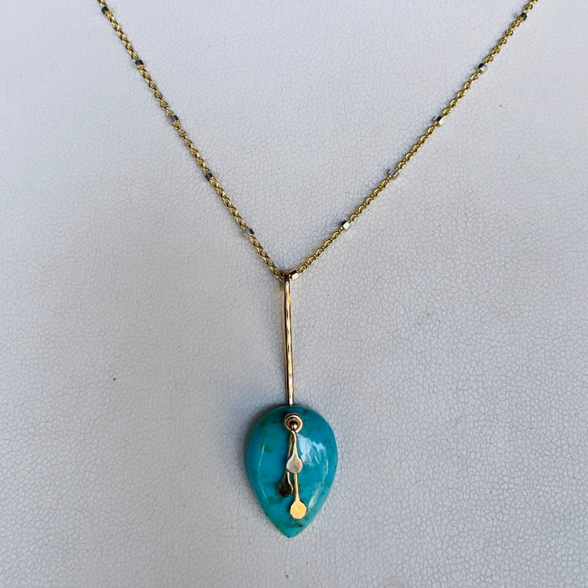 Pendulum Dots point drop turquoise necklace-serena kojimoto studio