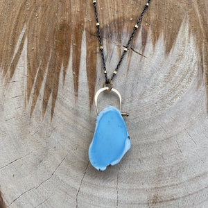 Stirrup Golden Hills turquoise 14kygf necklace-serena kojimoto studio