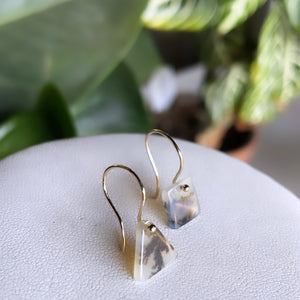 Petite Triangle square dendritic agate earrings-serena kojimoto studio