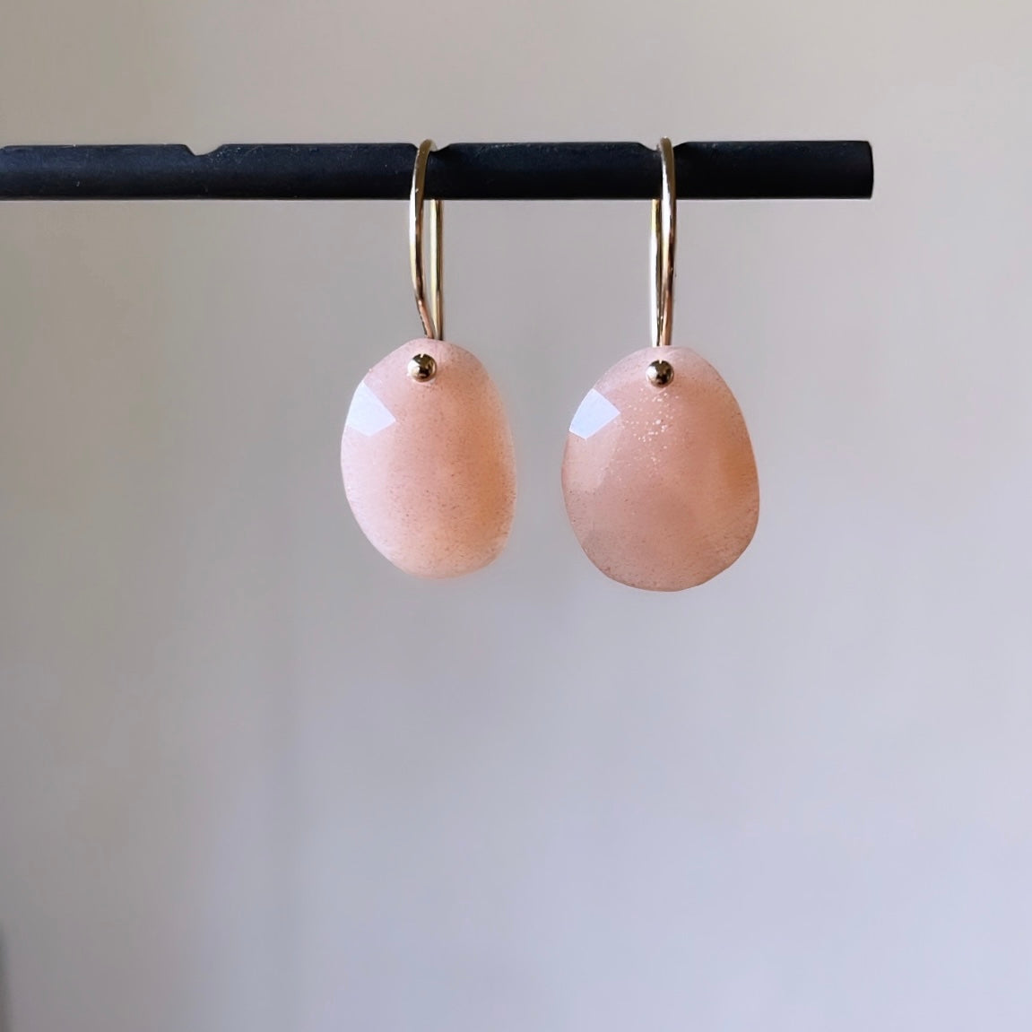 Petite rosecut peach moonstone earrings-serena kojimoto studio