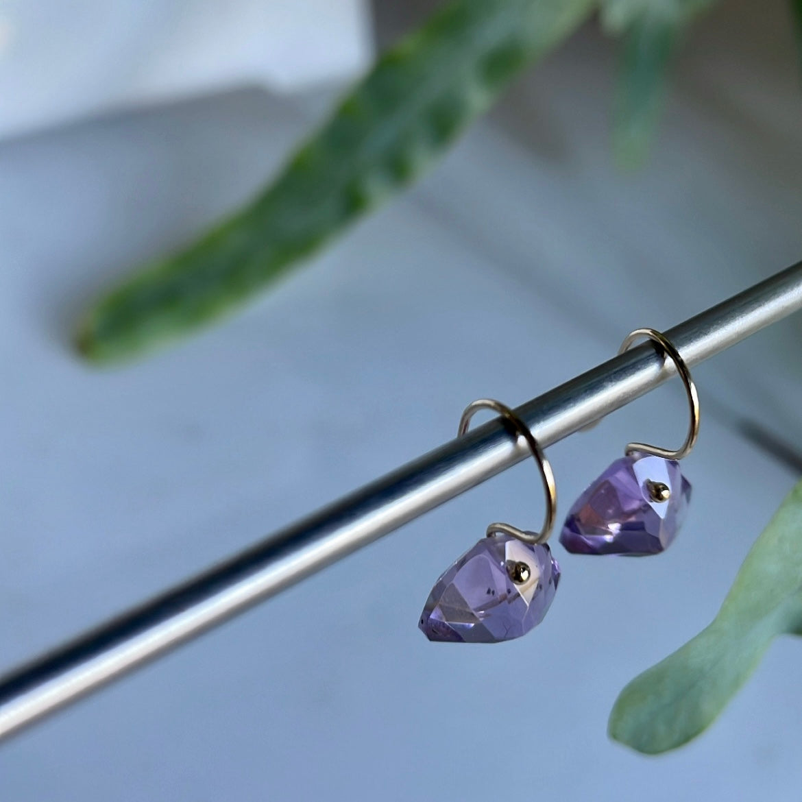 Petite lavender hearts earrings-serena kojimoto studio